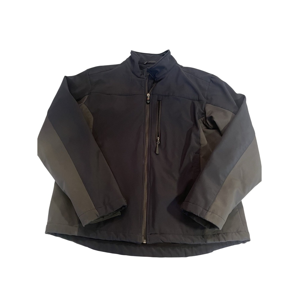 GH Bass Men's Softshell Jacket Dark Gray Zipper Stand-Up Collar Zipped Pockets L